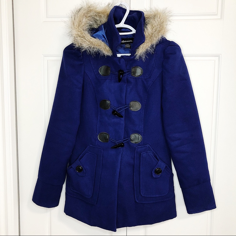 Seduction women wool walker coat fur hoodie jacket